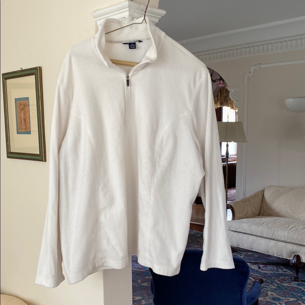 Lands End White Quarter Zip ThermalCheck Polar Fleece Women’s Pullover 2X